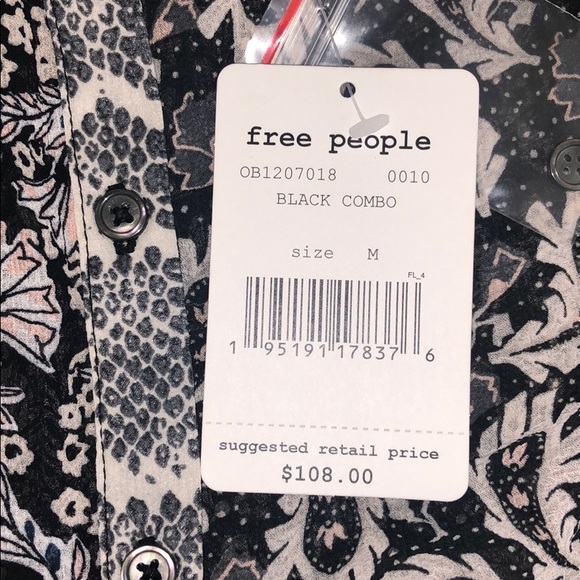 FREE PEOPLE Dani Button Down Pieced-Print Top - Picture 14 of 14